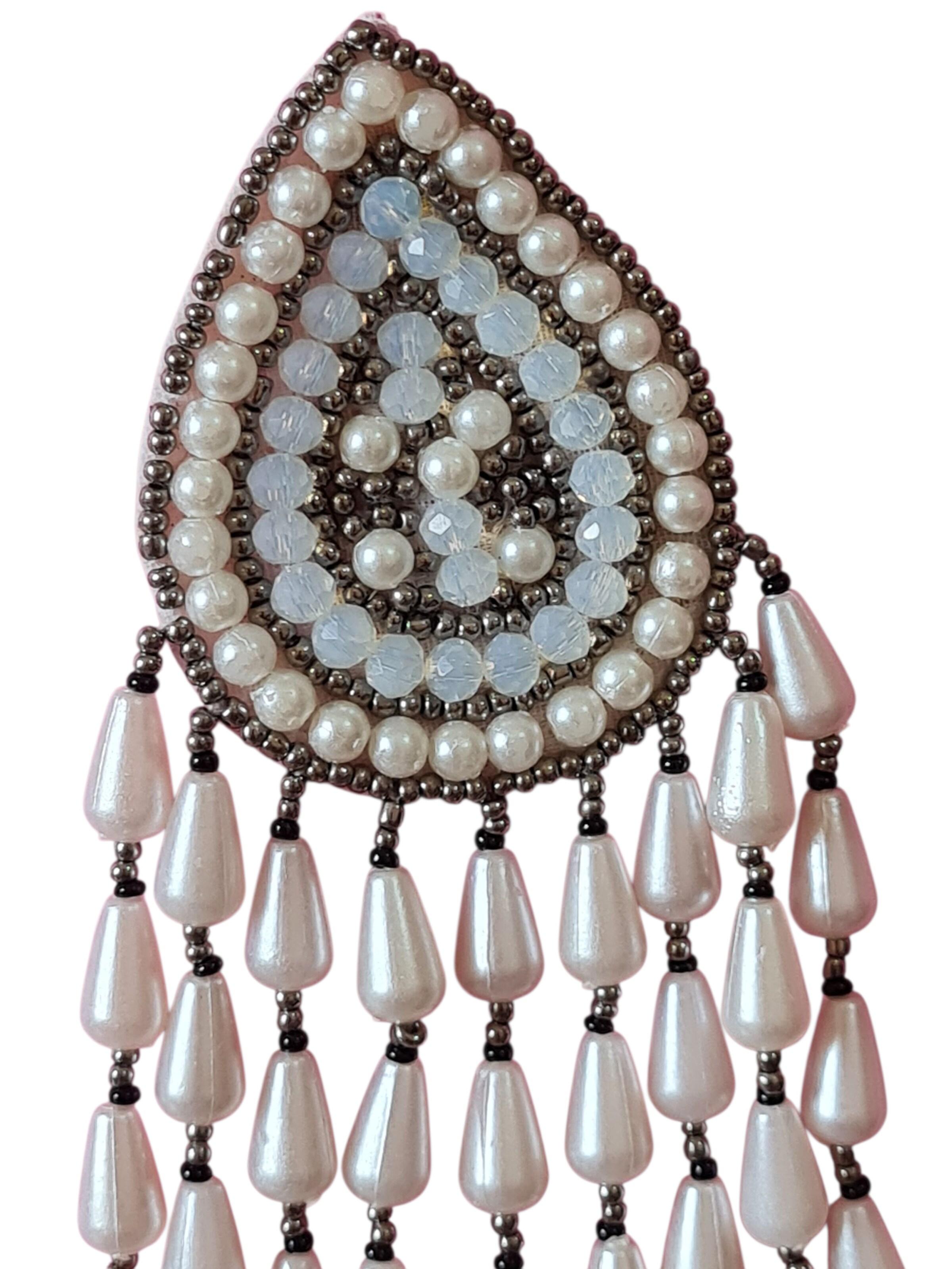 PfauGermany Earrings 'Hangeing Beads' in White