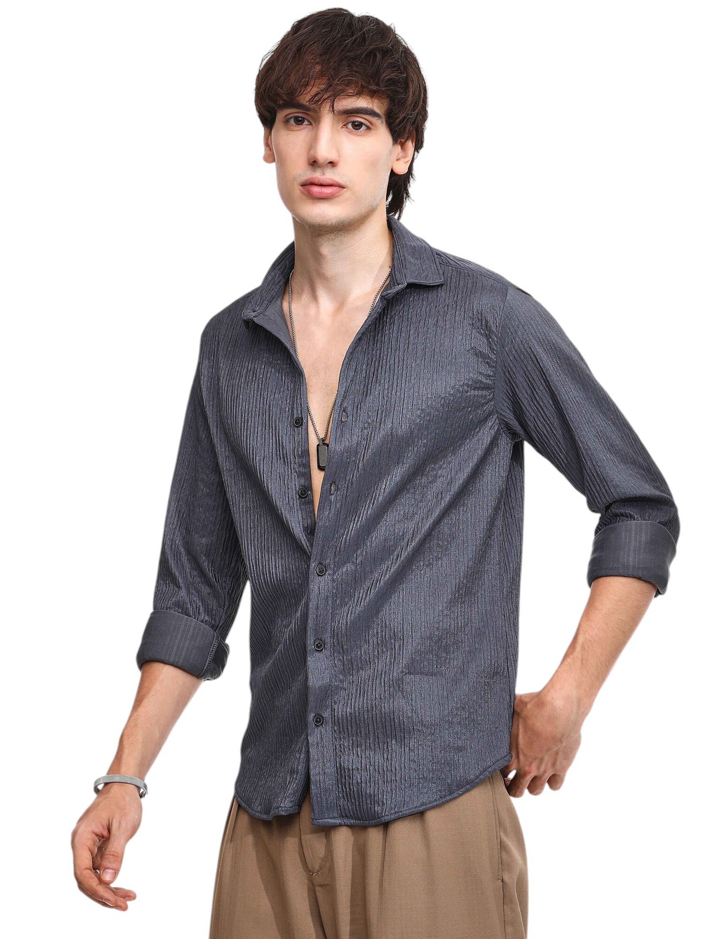 Campus Sutra Klasický střih Košile – šedá