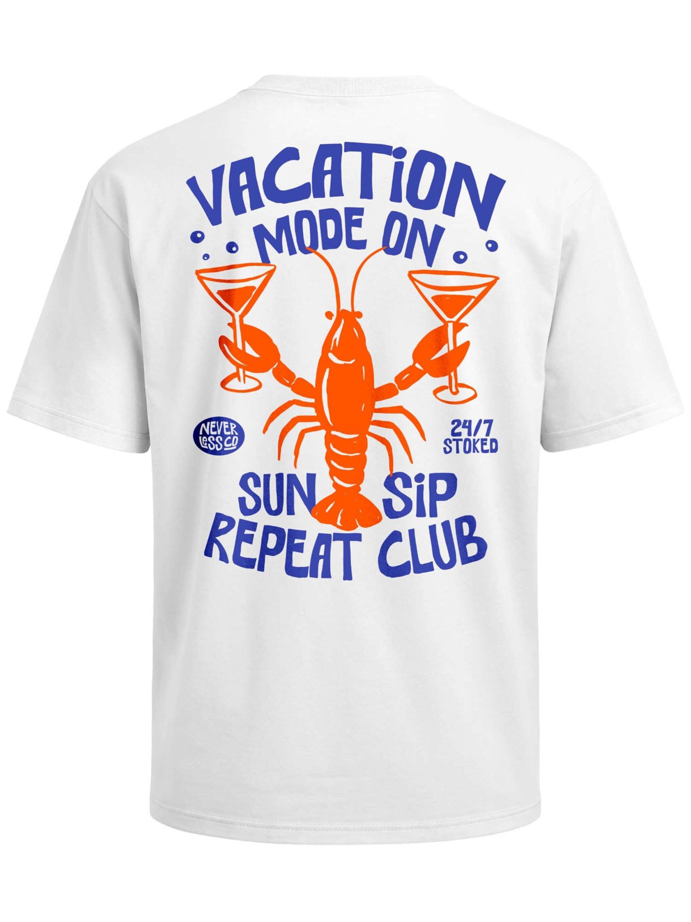 Neverless Shirt 'Vacation mode on' in White