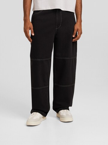 Loosefit Pantalon Bershka en noir : devant