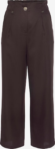 LASCANA Wide leg Pleat-Front Pants in Brown: front