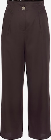 LASCANA - Pierna ancha Pantalón plisado en marrón: frente