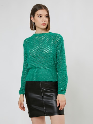 Pullover 'Pointelle' di Influencer in verde: frontale