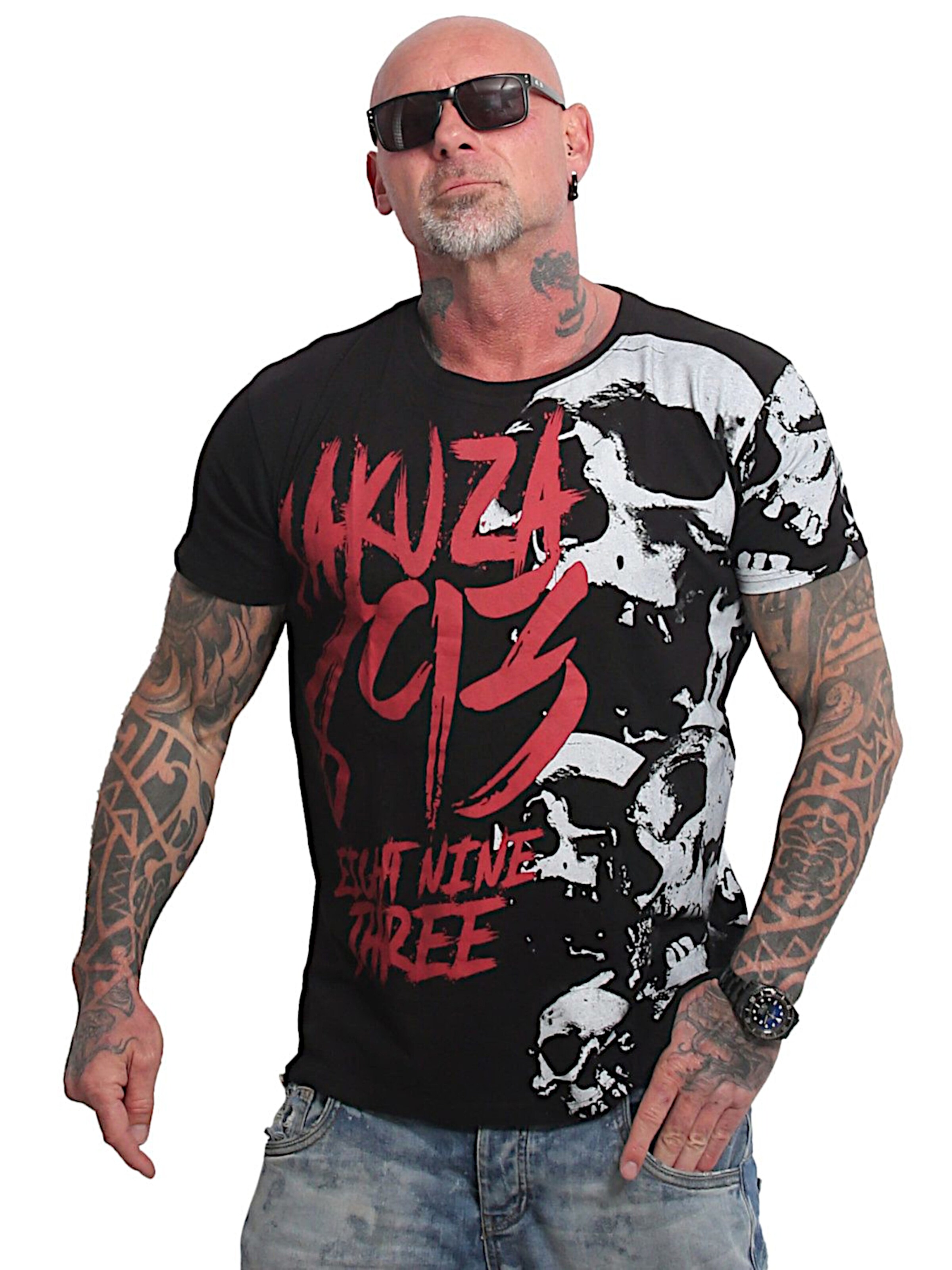 Yakuza Shirt 'Skull Theme' in Black: front