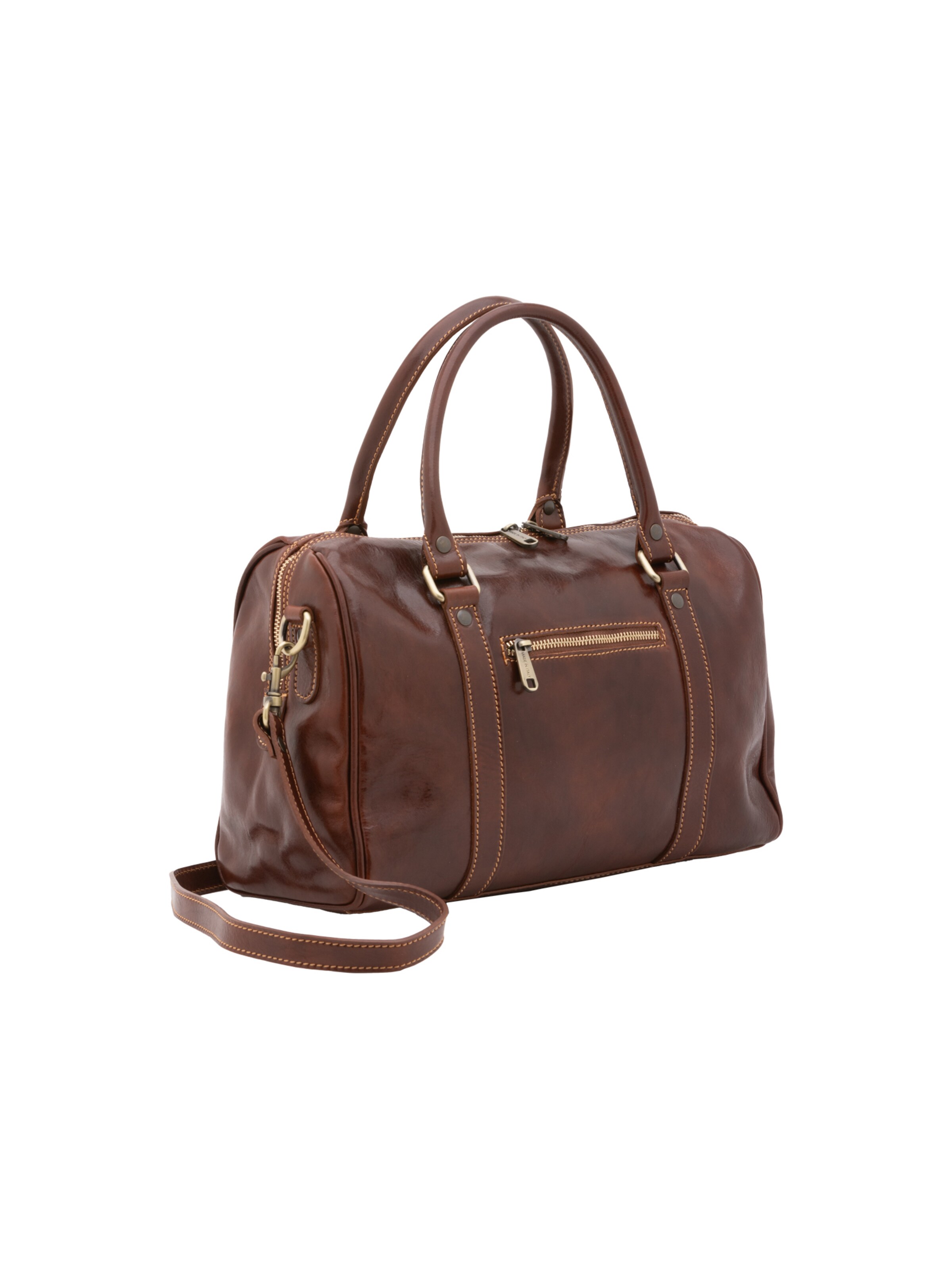 Borsa da viaggio 'Borsa a Bauletto Donna Pelle Vacchetta - Tracolla Rimovibile' di I Fratelli in marrone