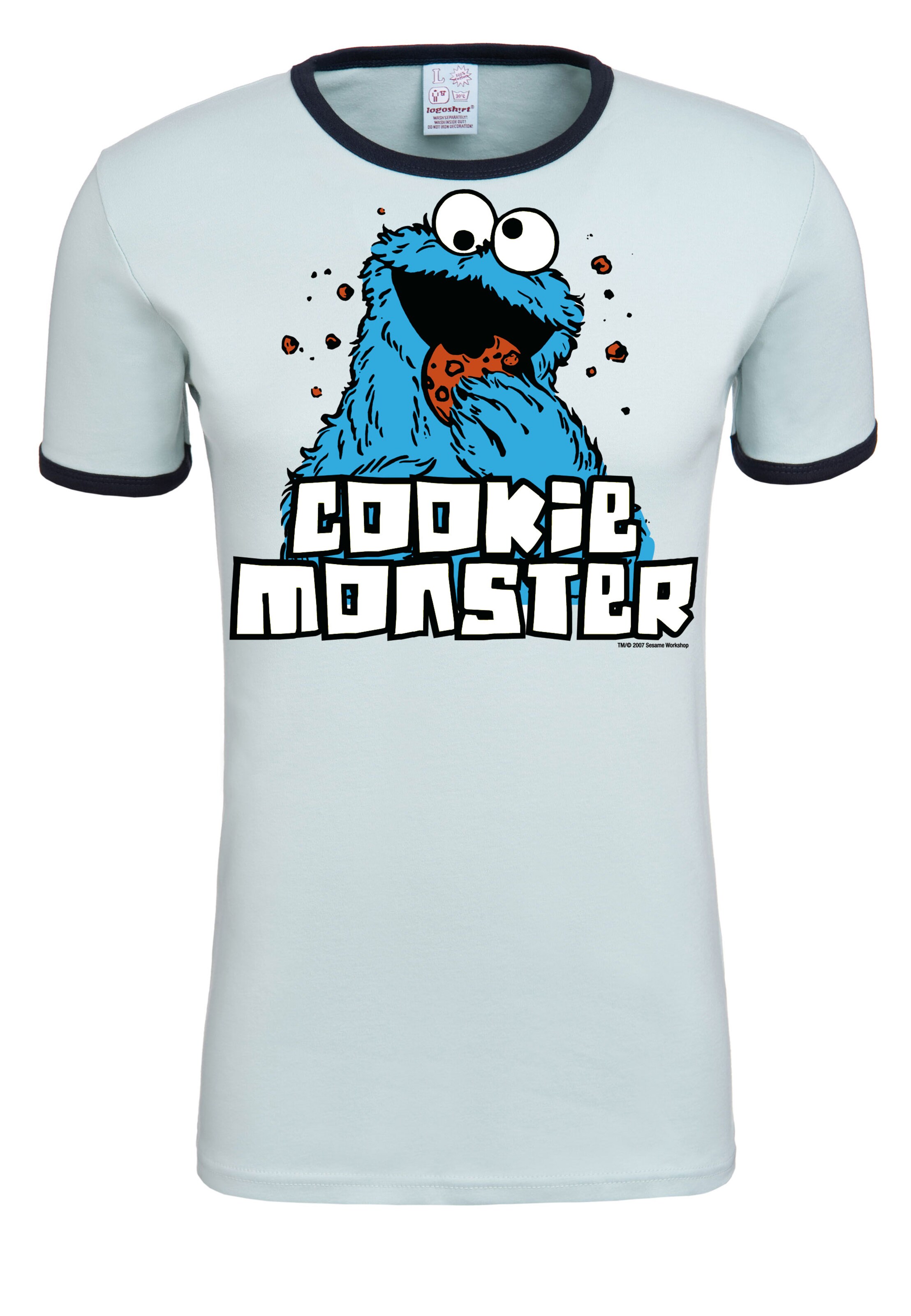 LOGOSHIRT Shirt 'Krümelmonster' in Blue: front