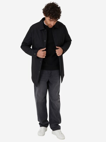 Threadbare Mantel 'Dumfries Mac' in Schwarz: Vorderseite