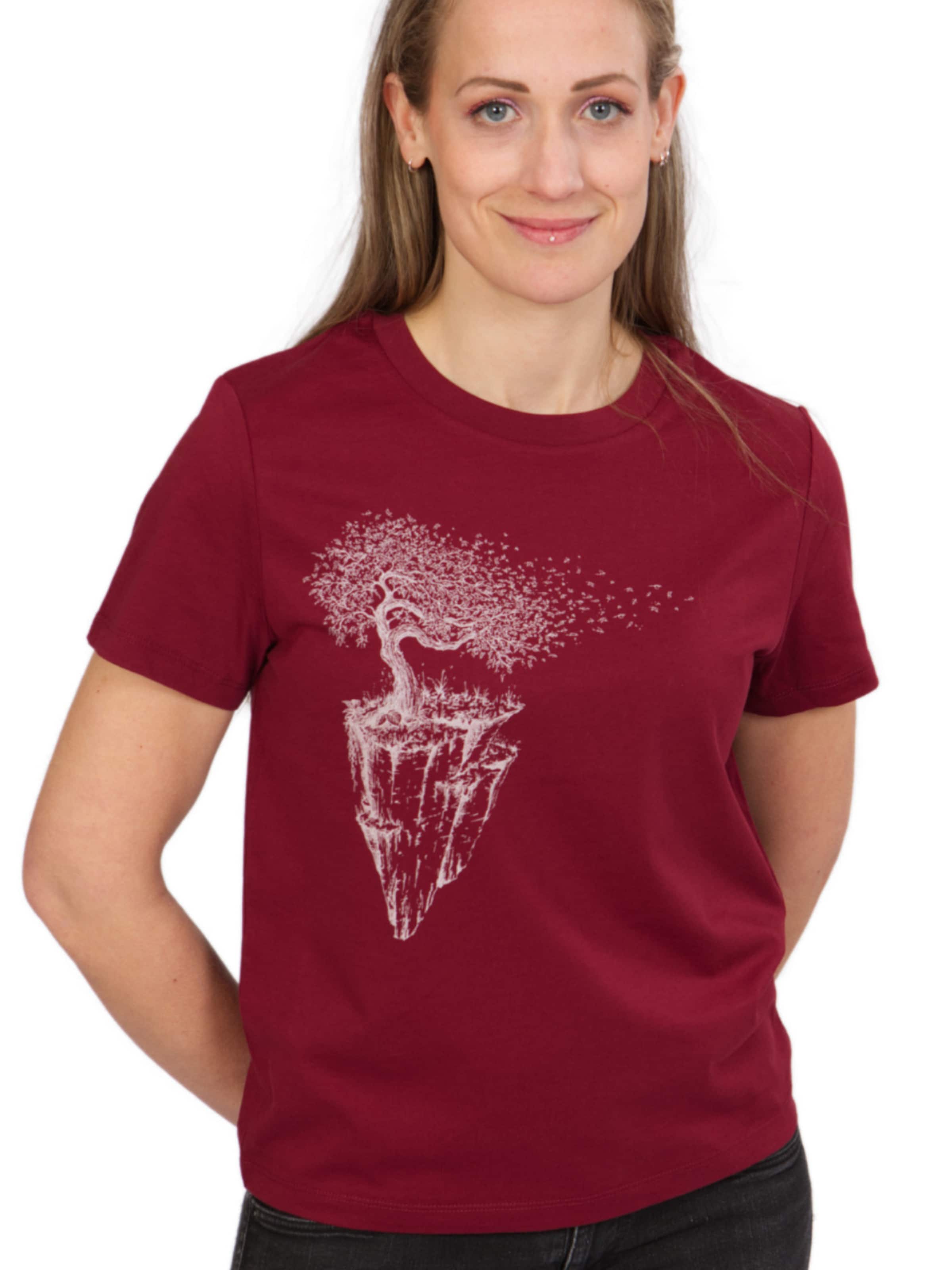 Life-Tree Shirt 'Organic Fairwear Maple Island' in Red: front