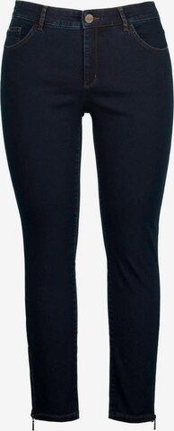 Ulla Popken Slimfit Jeans in Blauw: voorkant