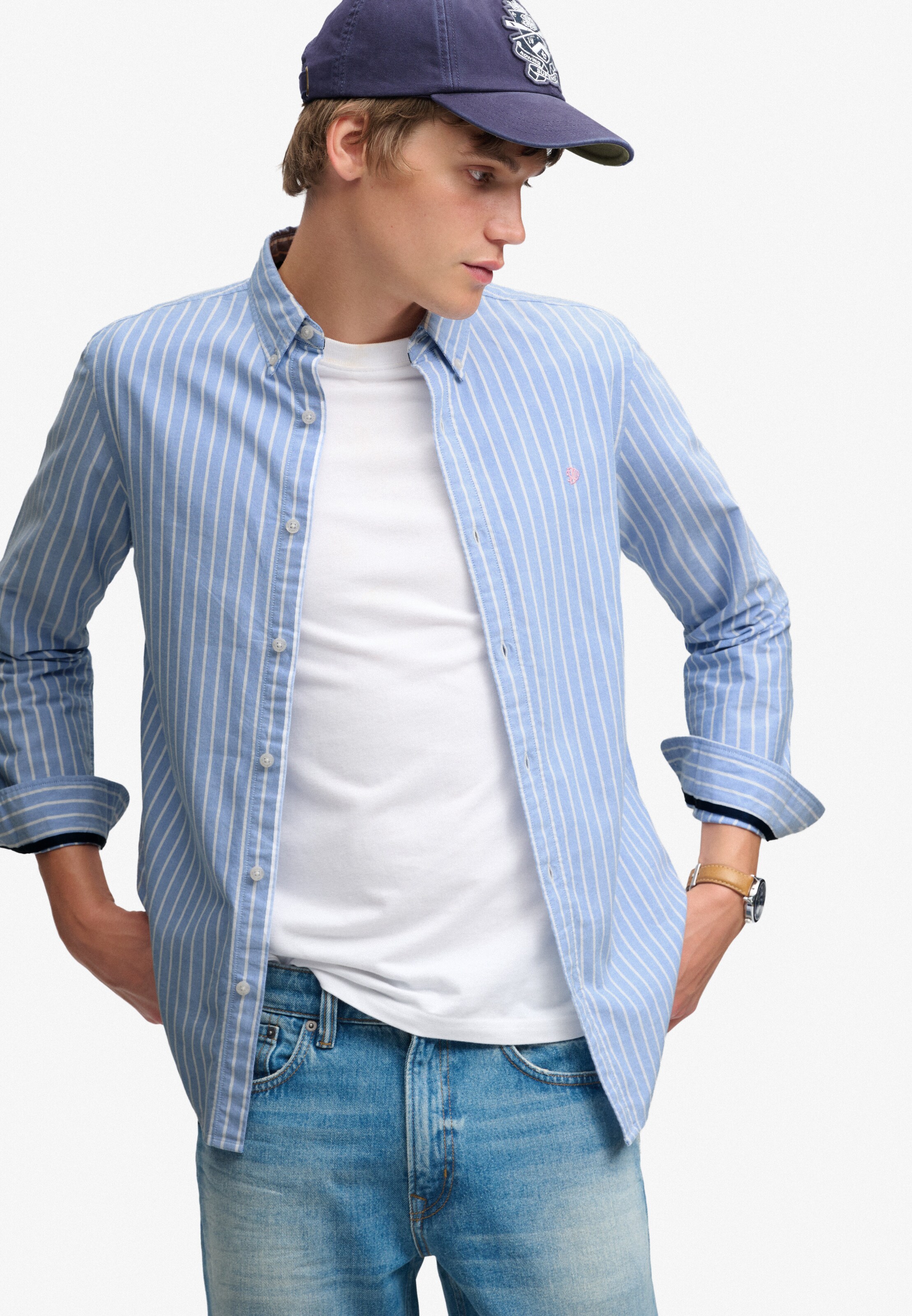Superdry & Co Slim fit Button Up Shirt in Blue