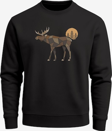 Neverless Sweatshirt 'Elch Polygon' in Schwarz: Vorderseite