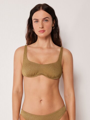 CALZEDONIA Bandeau Bikini Top 'Sophisticated Shine' in Brown: front