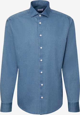 Coupe regular Chemise 'Schwarze Rose' SEIDENSTICKER en bleu : devant