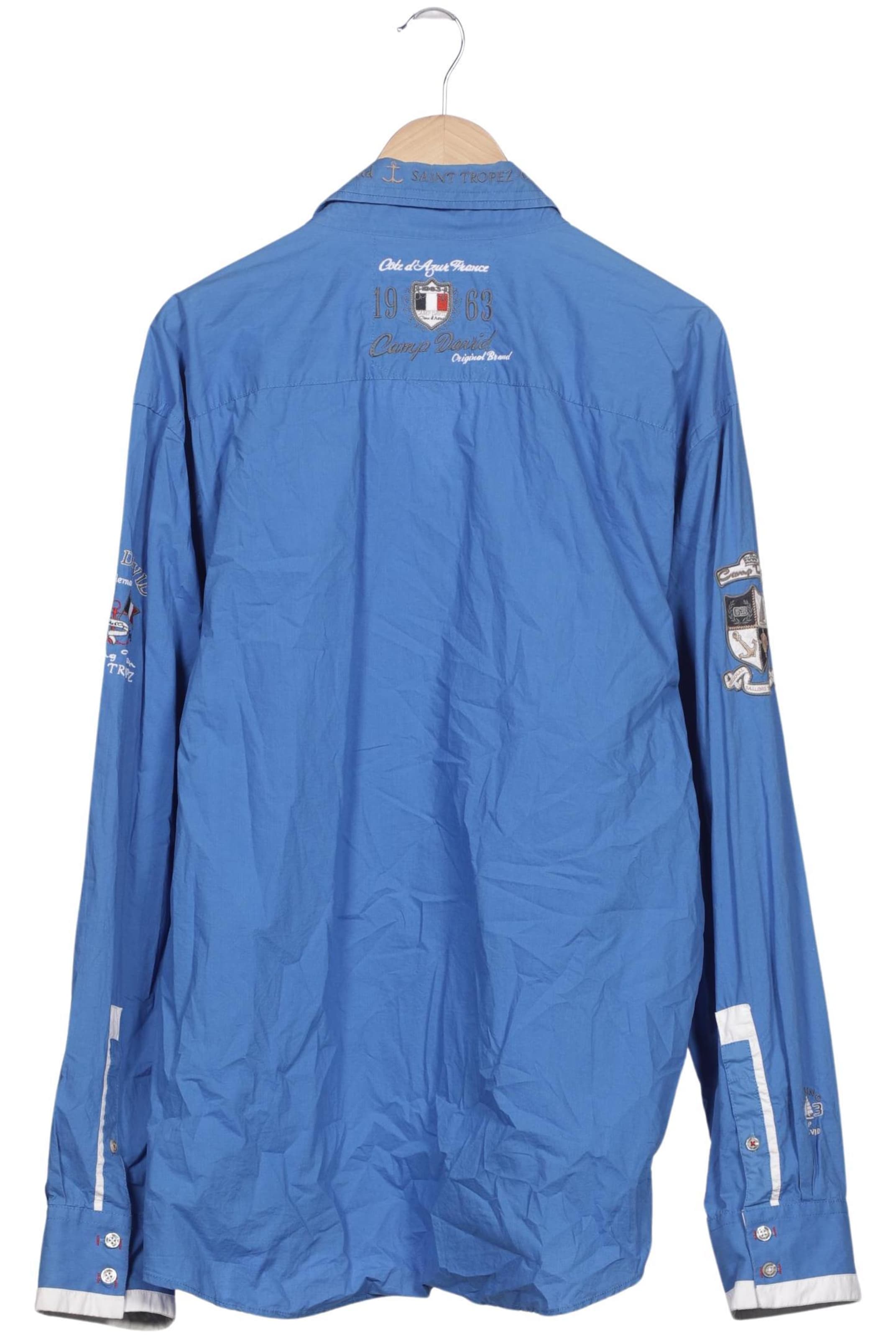 CAMP DAVID Button Up Shirt in XXXL in Blue