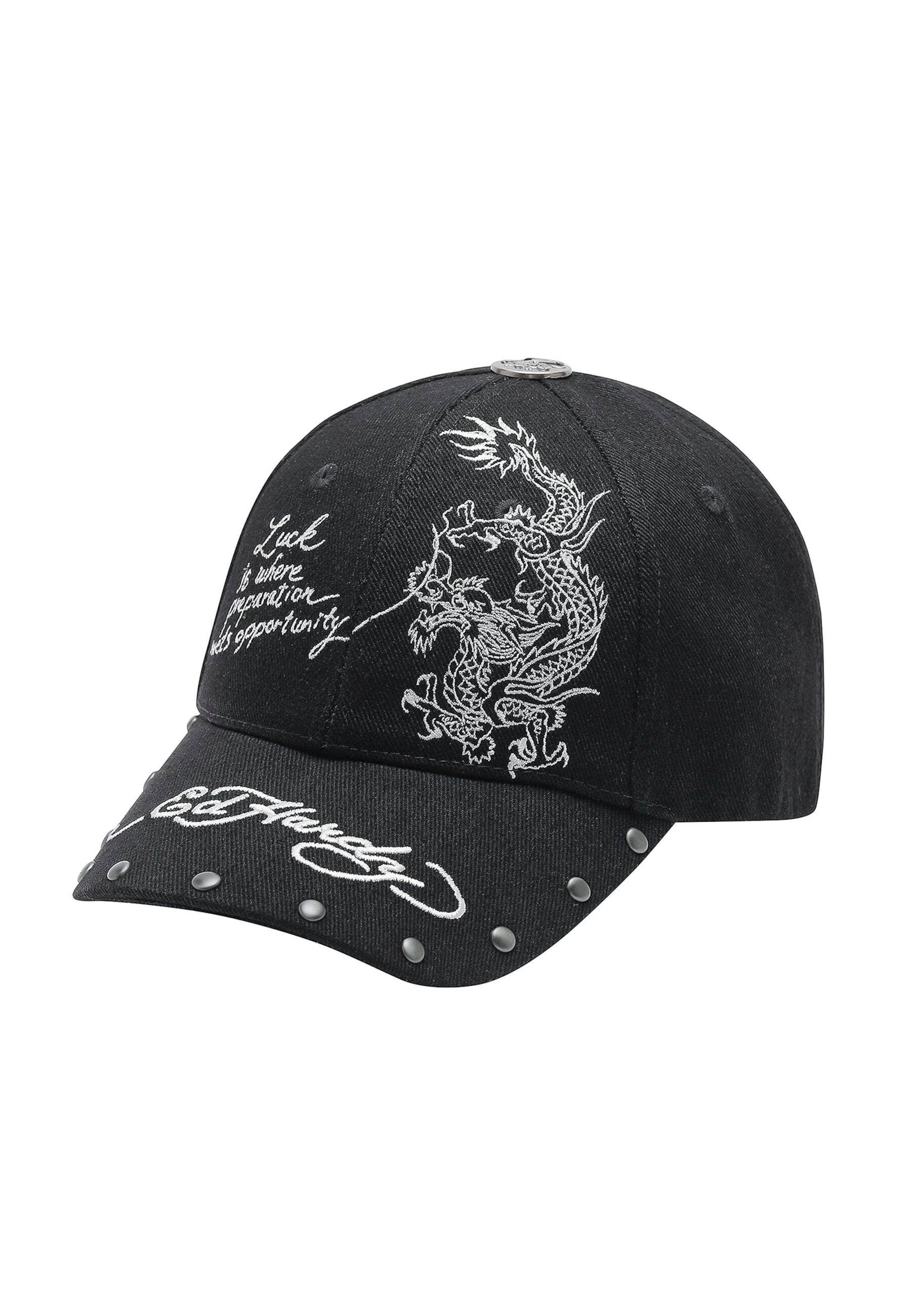 Ed Hardy Кепка 'Flaming Skull 6' в Черный: спереди