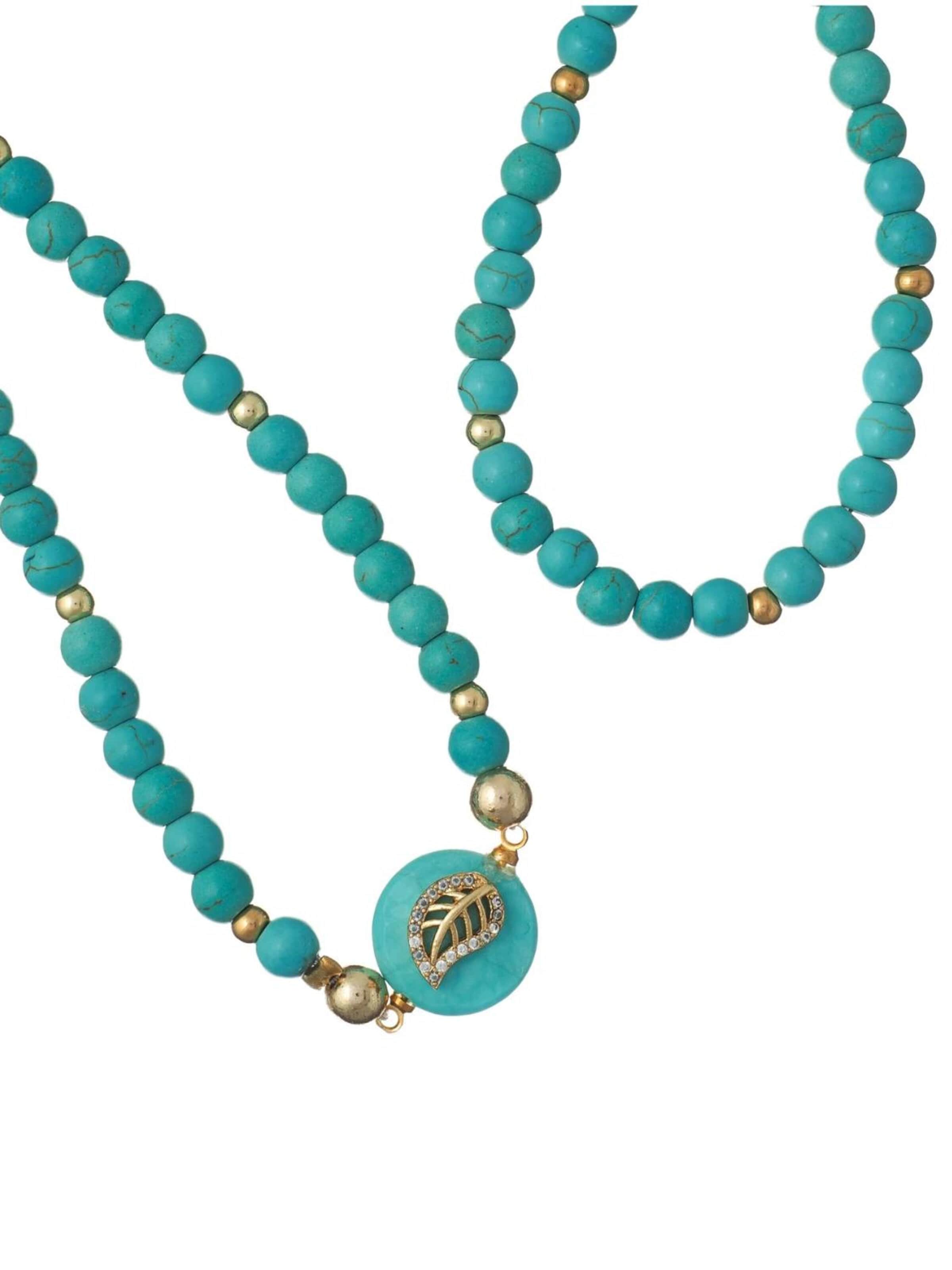 THE GEM STORIES JEWELRY - Cadena 'Turquoise Leaf Εlement Necklace' en azul