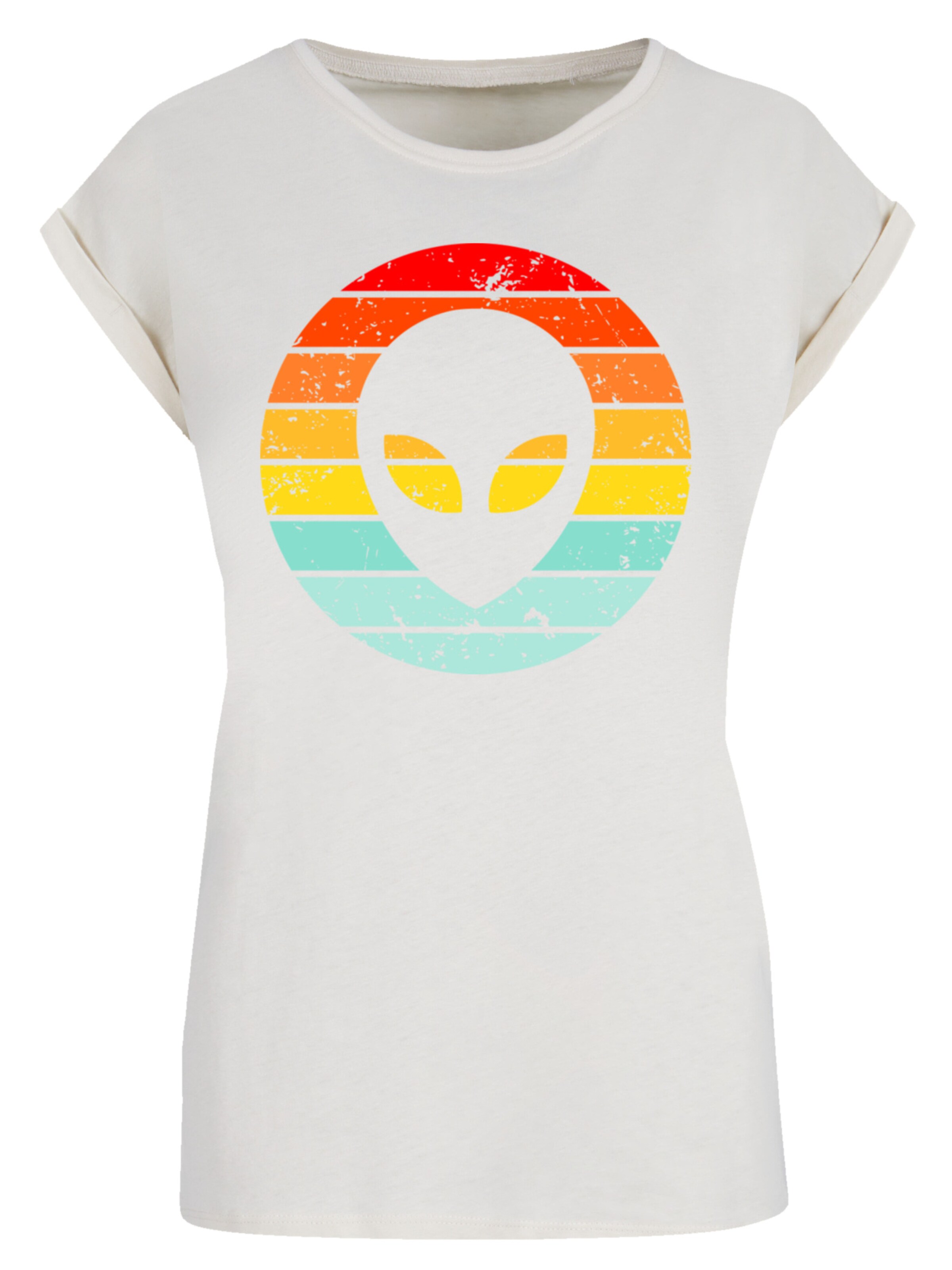 F4NT4STIC Shirt 'Alien Retro Sonnenuntergang' in Beige: voorkant