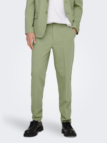 Only & Sons Regular Pleated Pants 'Eve' in Green: front