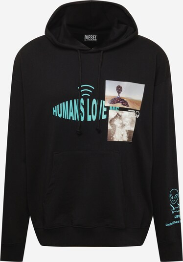 DIESEL Sweat-shirt 'S-UMMER-B9' en turquoise / gris foncé / aubergine / noir, Vue avec produit