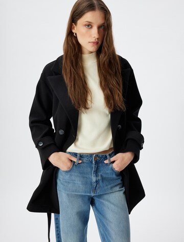 Koton Between-Seasons Coat in Black: front
