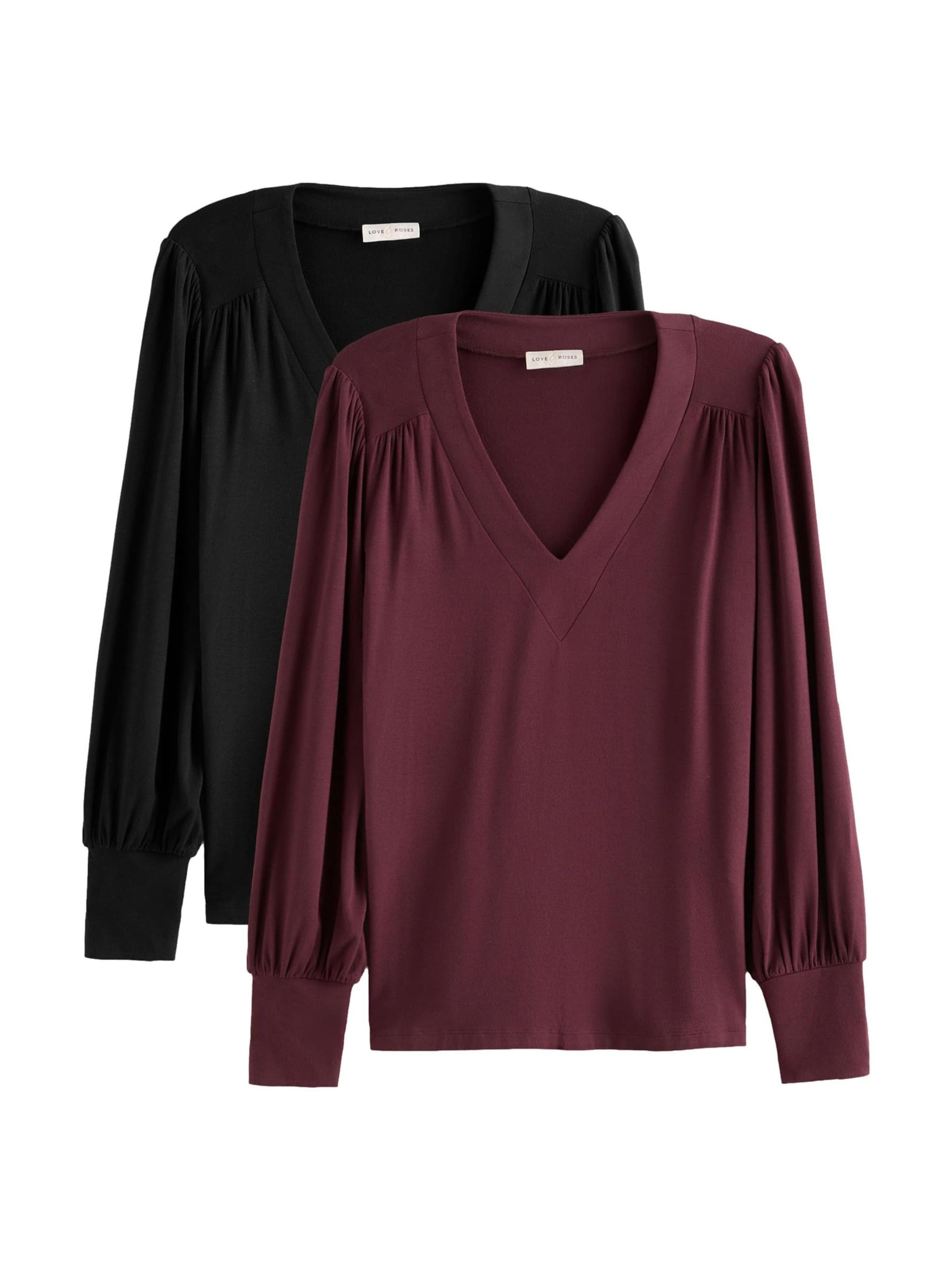 love & roses T-shirt en S en lie de vin / noir, Vue avec produit