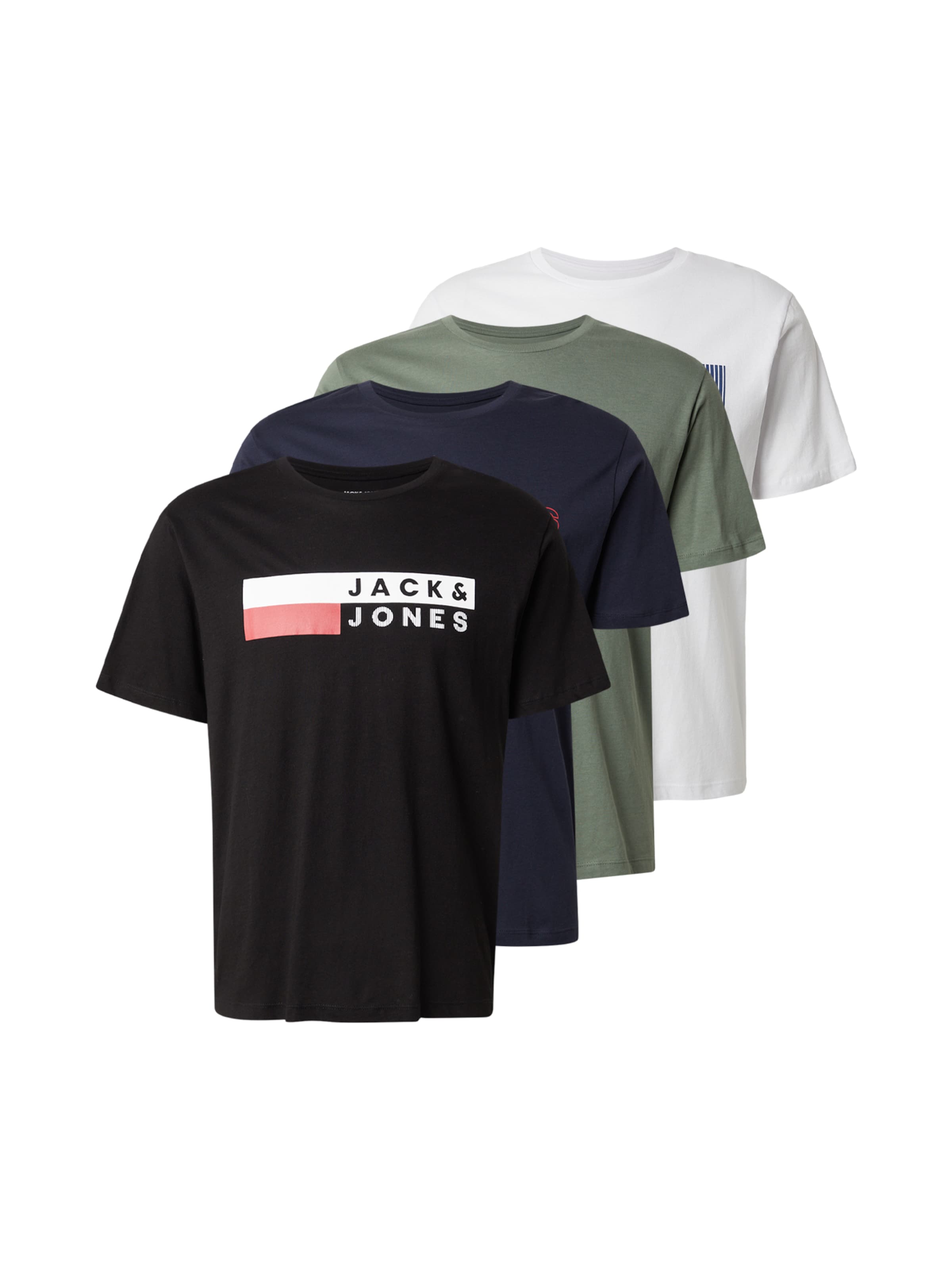 JACK & JONES Футболка в Темно-синий / Оливково-зеленый / Черный / Белый, Обзор товара