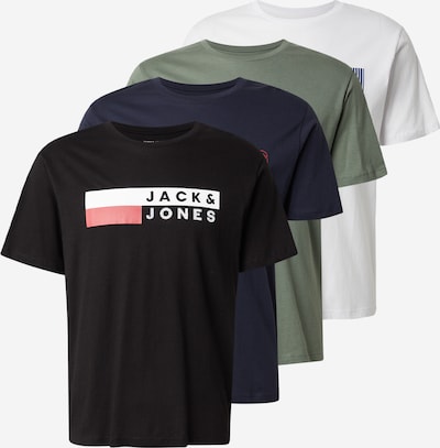 Marškinėliai iš JACK & JONES, spalva – tamsiai mėlyna / alyvuogių spalva / juoda / balta, Prekių apžvalga