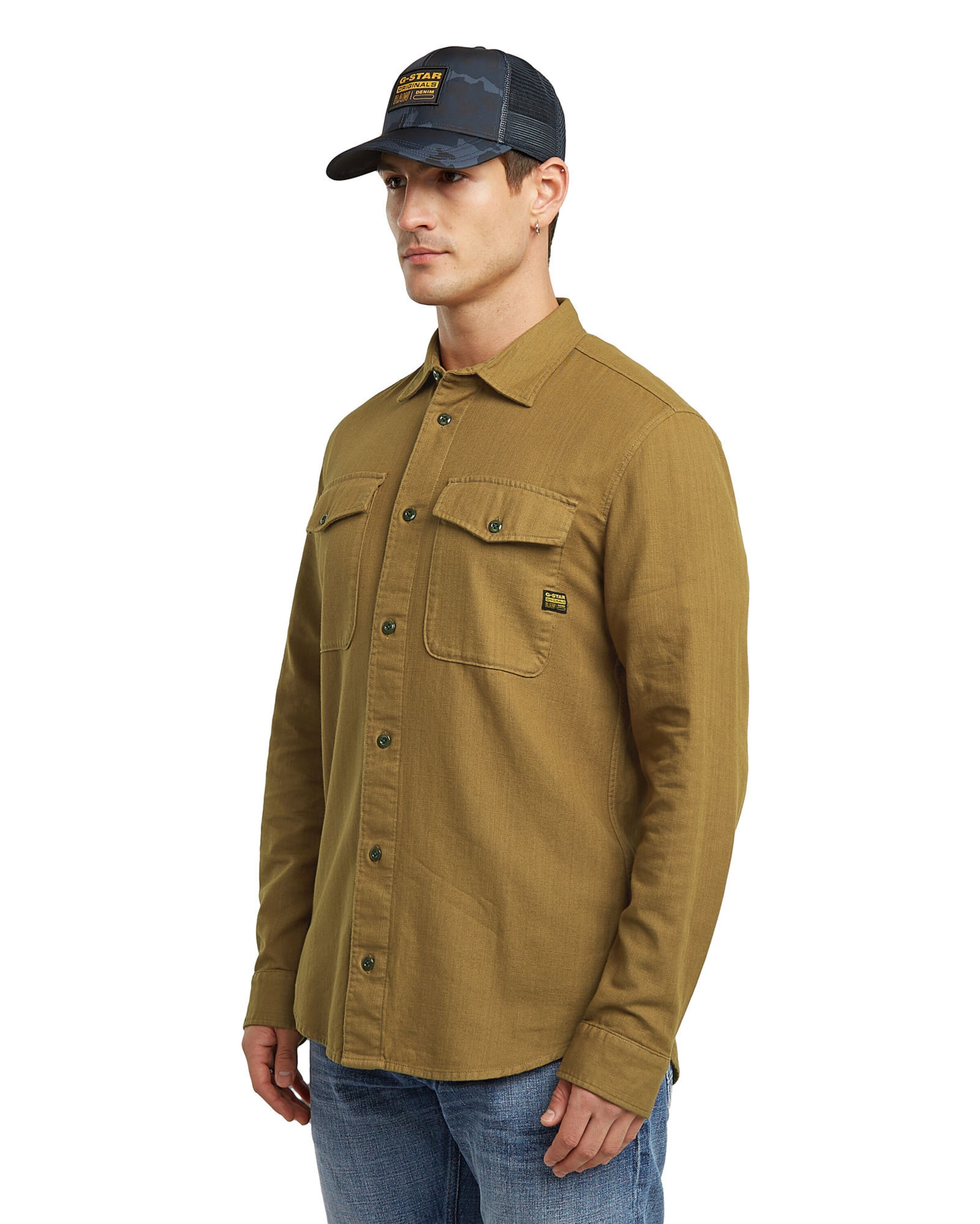 G-STAR Slim fit Overhemd 'Marine' in Bruin