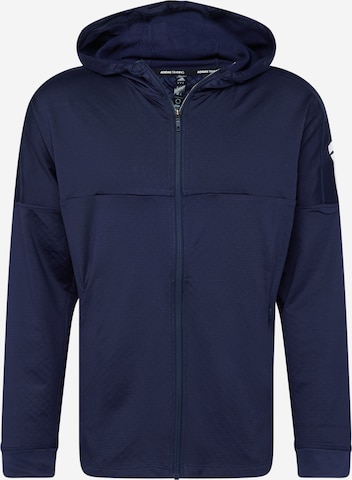 ADIDAS SPORTSWEAR - Sudadera con cremallera deportiva 'Workout Warm ' en azul: frente