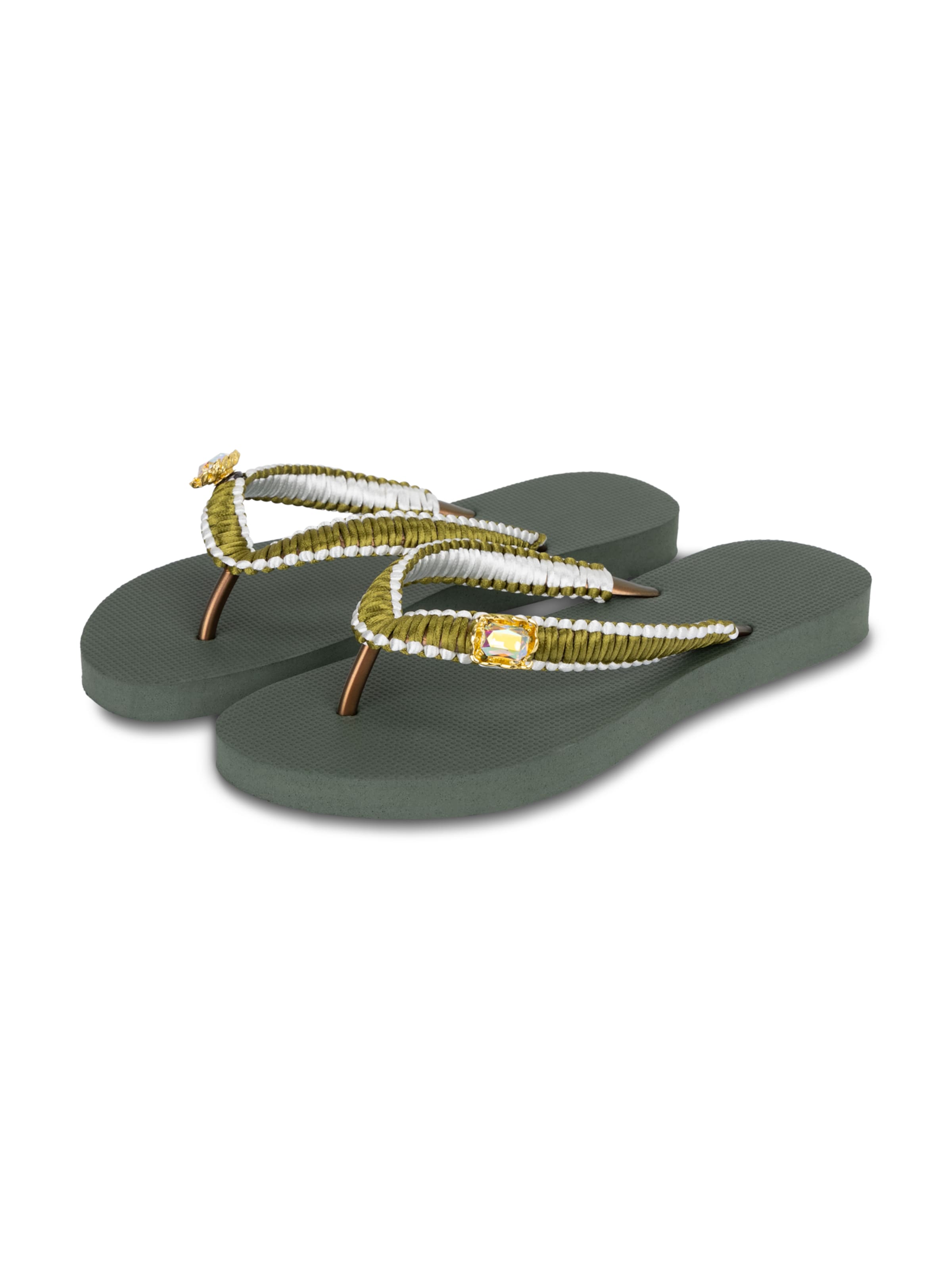 Uzurii Luxury Footwear T-Bar Sandals 'Green Macrame Switch' in 37,5 in Grass green, Item view