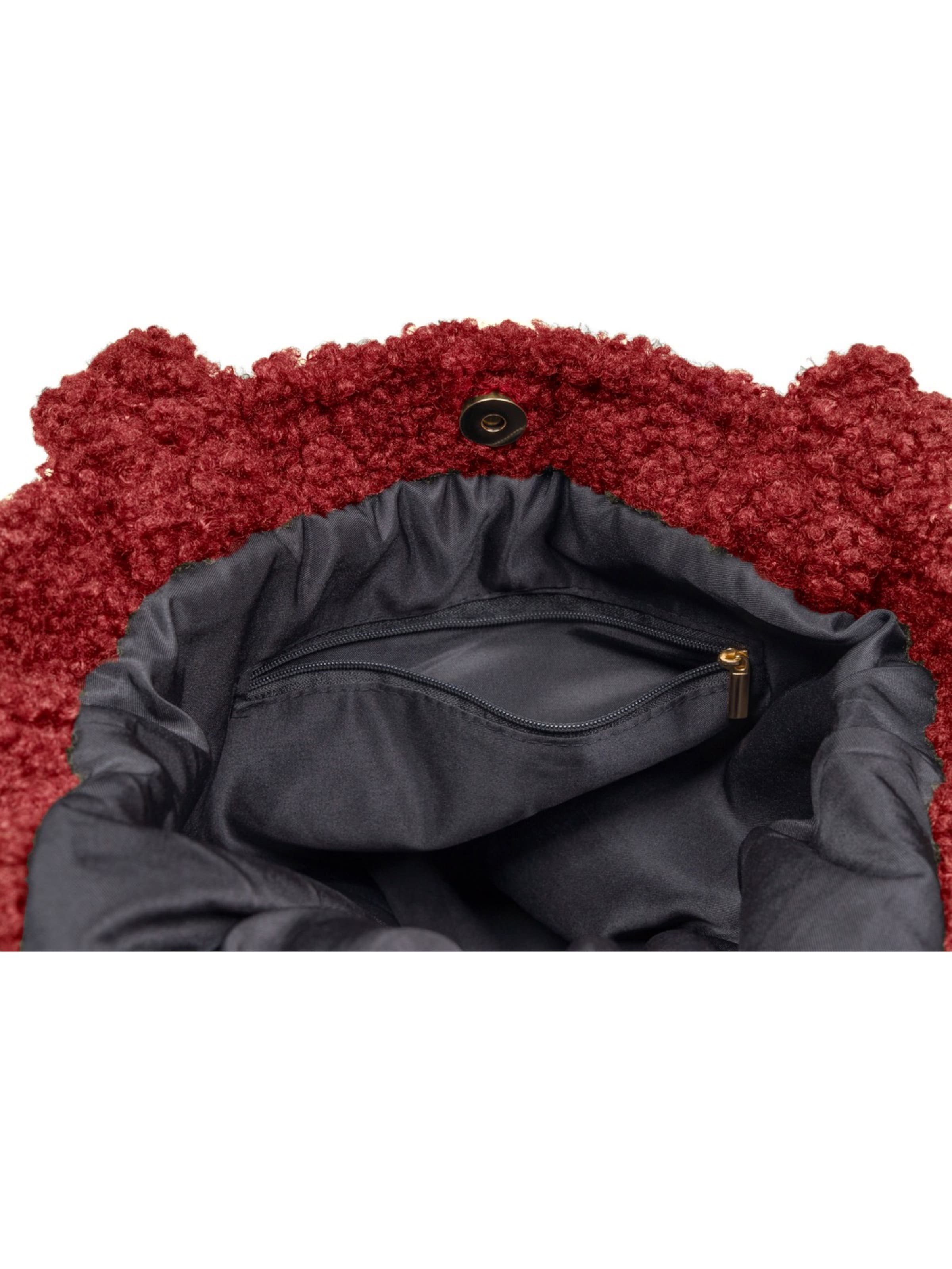 styleBREAKER Schultertasche 'Teddyfell Beuteltasche'‌‌‌‌‌‌ in Rot