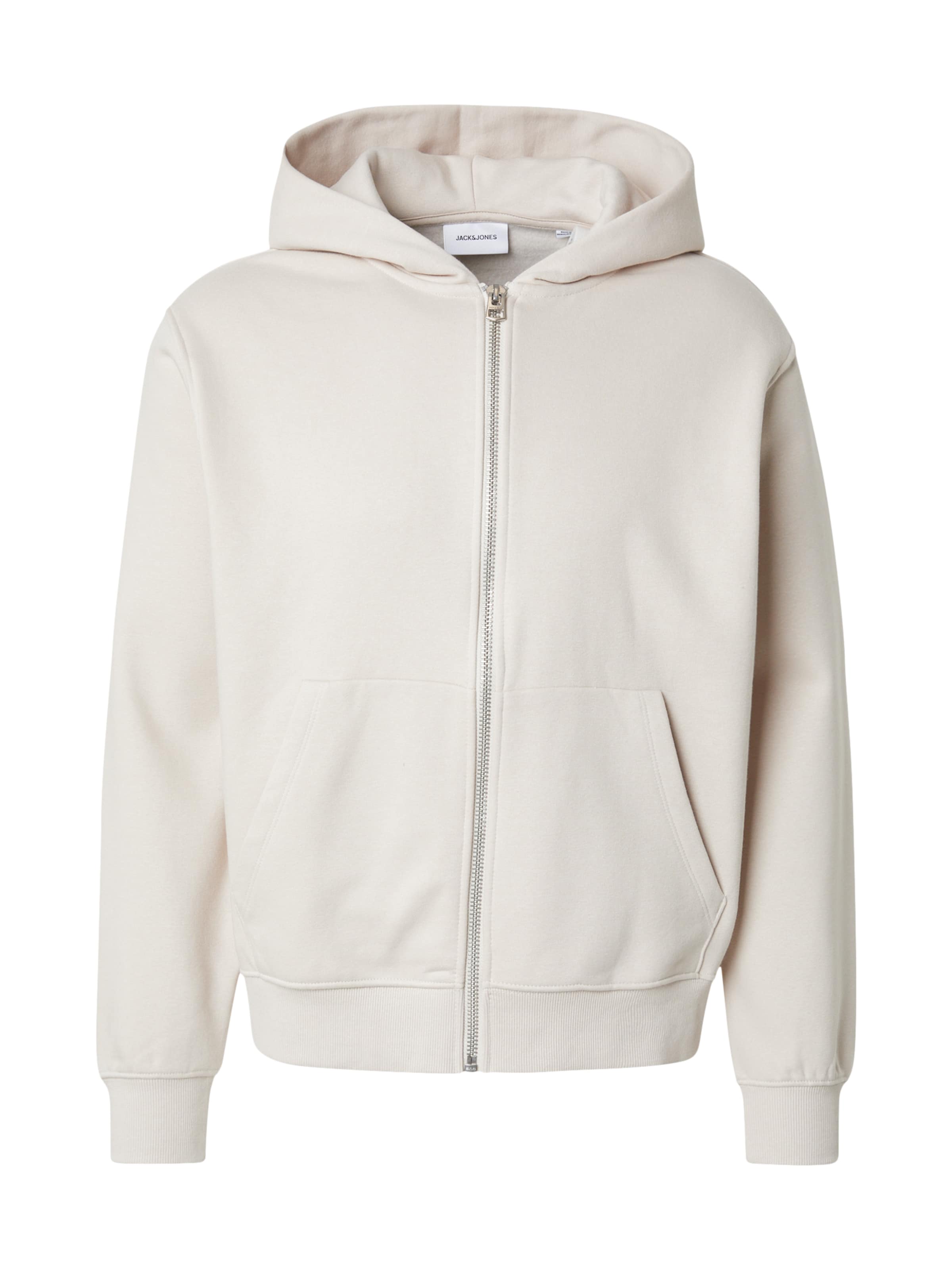 JACK & JONES Sweat jacket 'JJEUrban Edge' in Beige: front