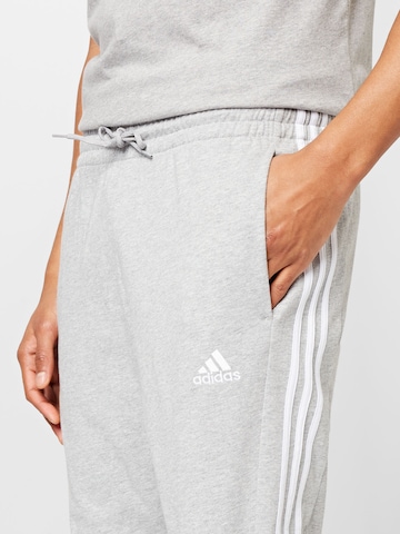 ADIDAS SPORTSWEAR Slim fit Workout Pants 'Essentials Tapered Open Hem 3-Stripes' in Grey