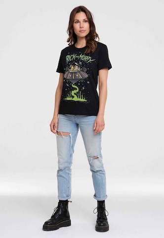 LOGOSHIRT Shirt 'Rick & Morty - Raumschiff' in Black | ABOUT YOU