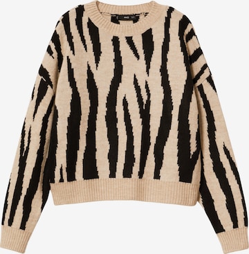 MANGO Pullover 'ZEBRA' in Beige: predná strana