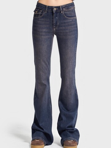 évasé Jean 'OLIVIA Flare Mid Rise Jeans' IT'S BASIC en bleu