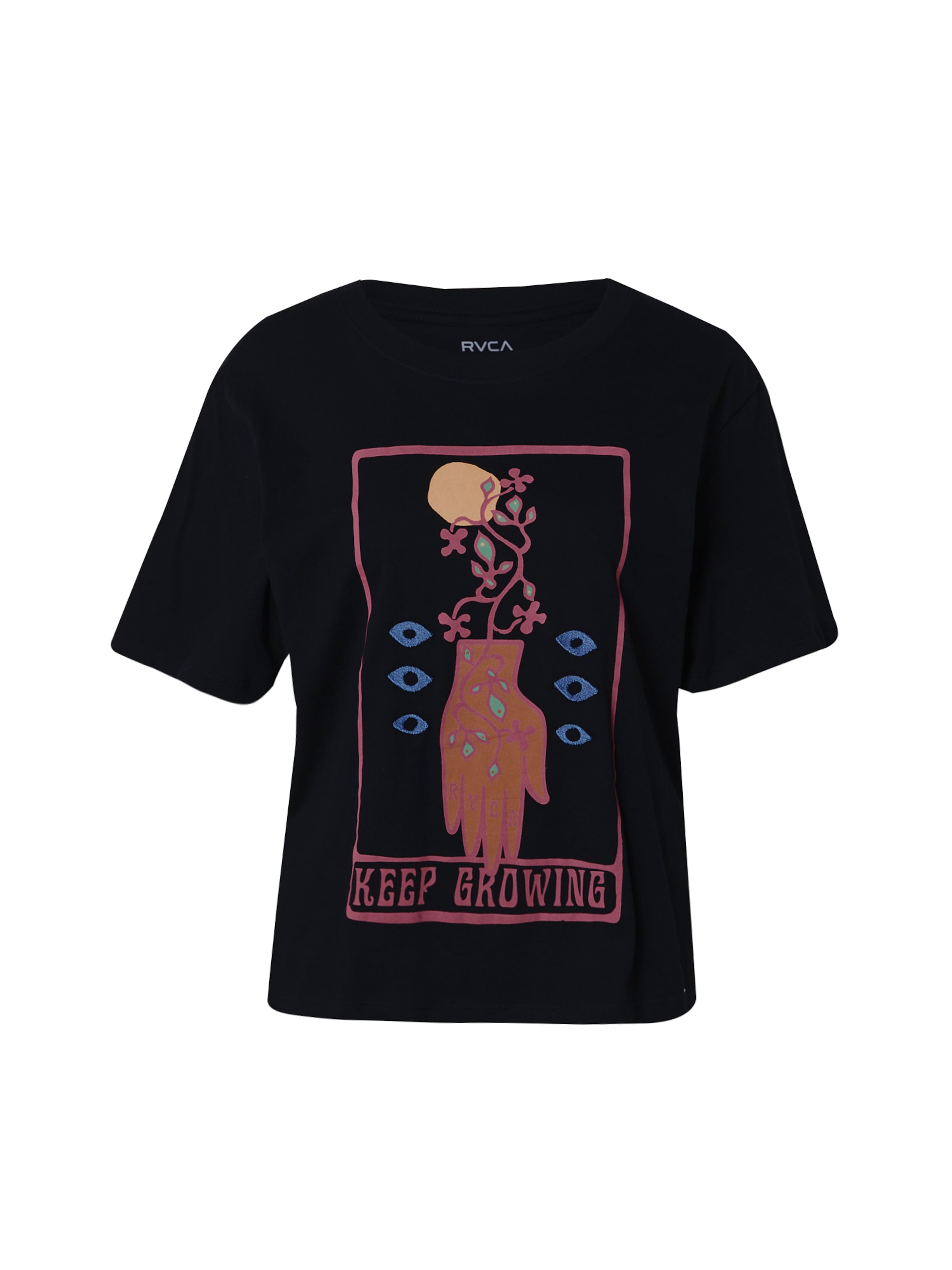 RVCA Тениска 'KEEP GROWING' в черно: отпред