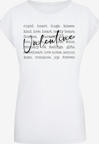 F4NT4STIC T-Shirt 'Valentine Herz Hugs Kisses Love Flowers Joy' in Weiß: Vorderseite