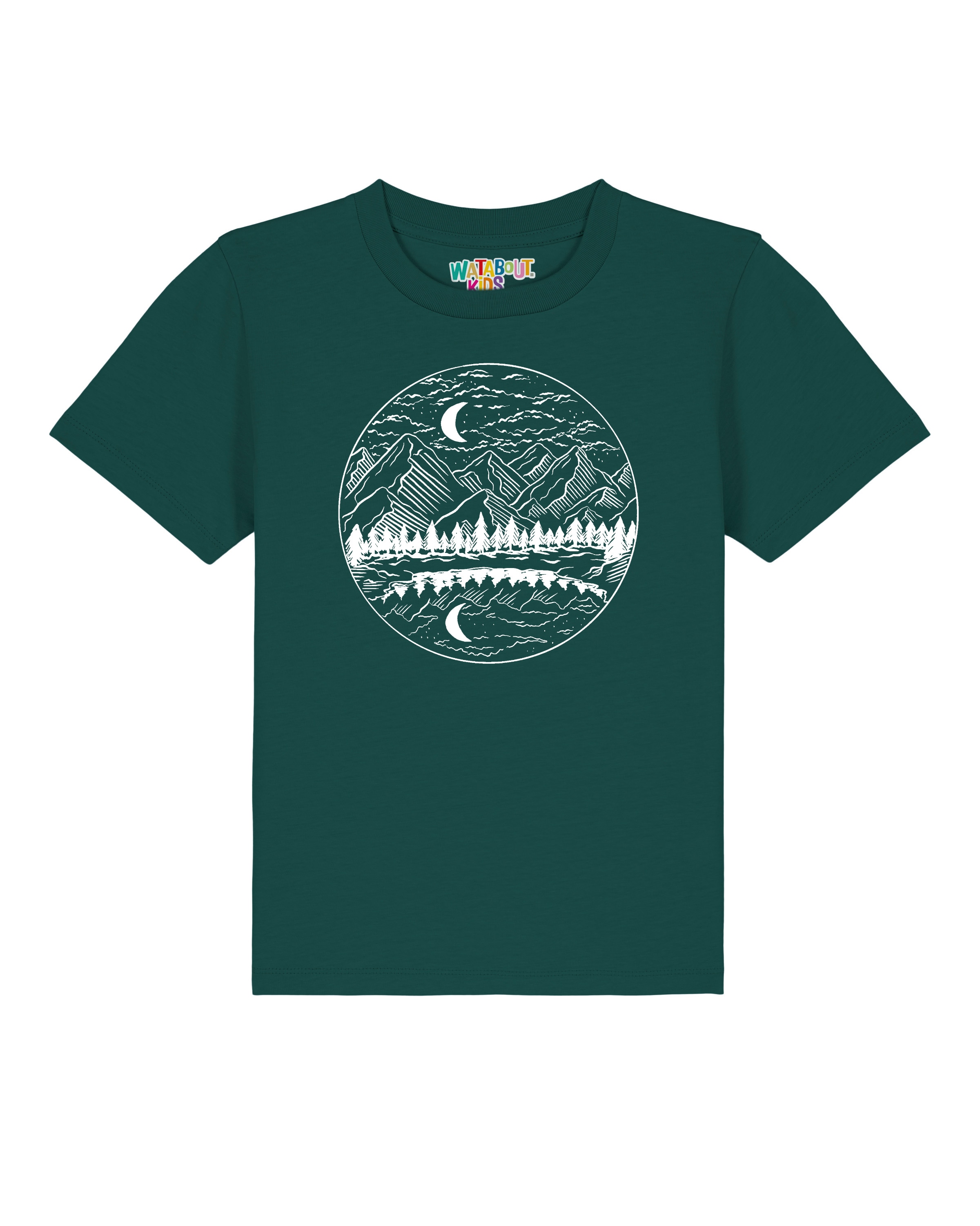 watabout.kids Shirt 'Mountains By Night' in Groen: voorkant