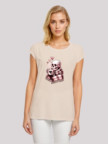T-shirt 'Cozy Winter Skelett' F4NT4STIC en beige : devant