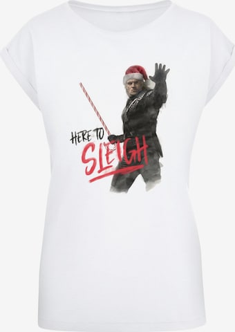ABSOLUTE CULT Shirt 'Witcher - Here To Sleigh' in Wit: voorkant