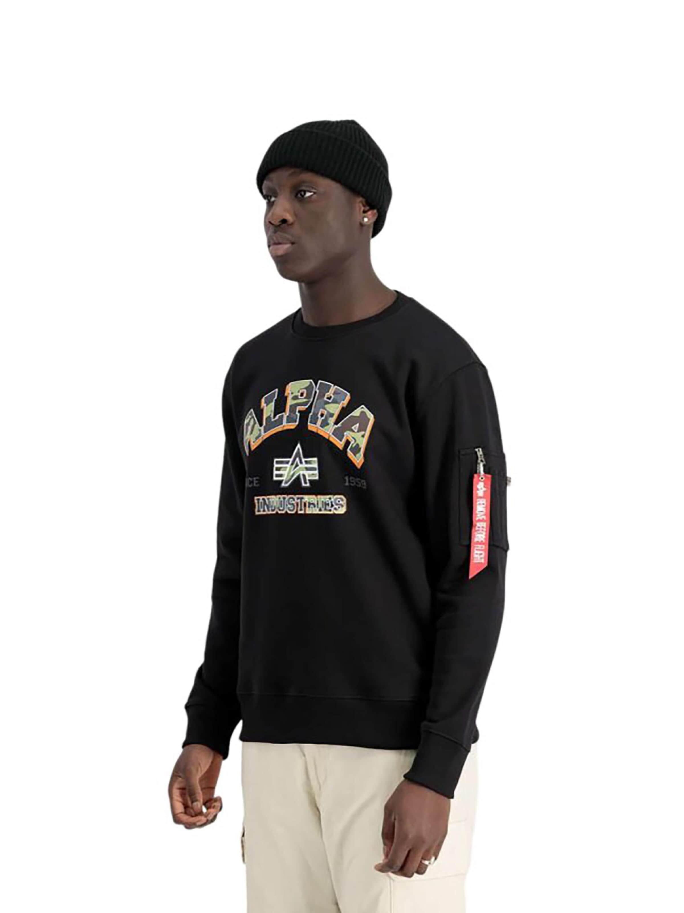 ALPHA INDUSTRIES Sweatshirt 'College' in Black