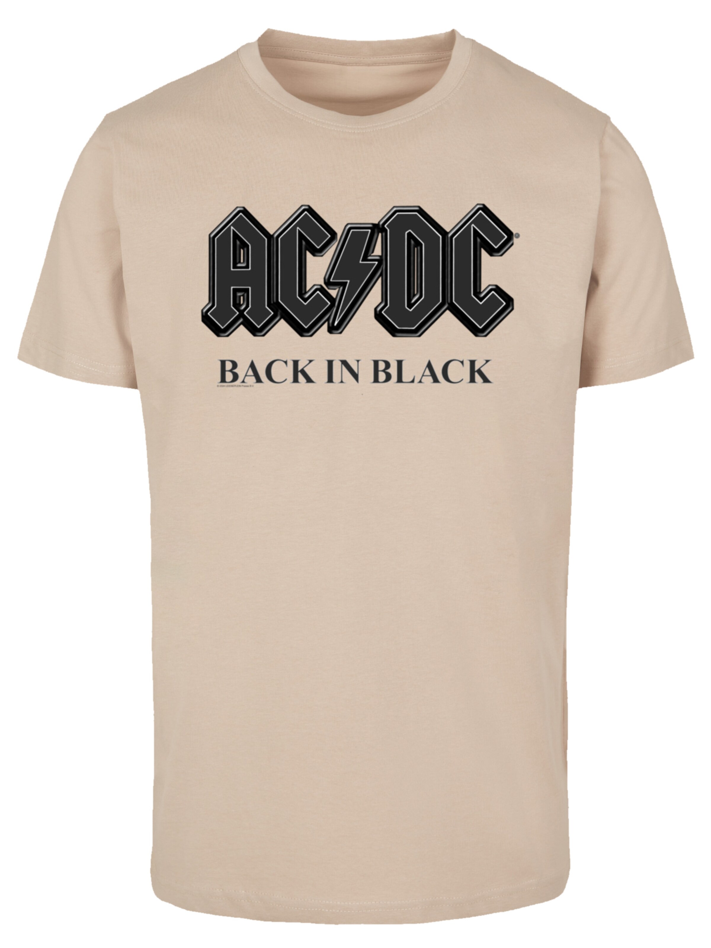 F4NT4STIC Shirt 'ACDC Back in Black' in Beige: voorkant