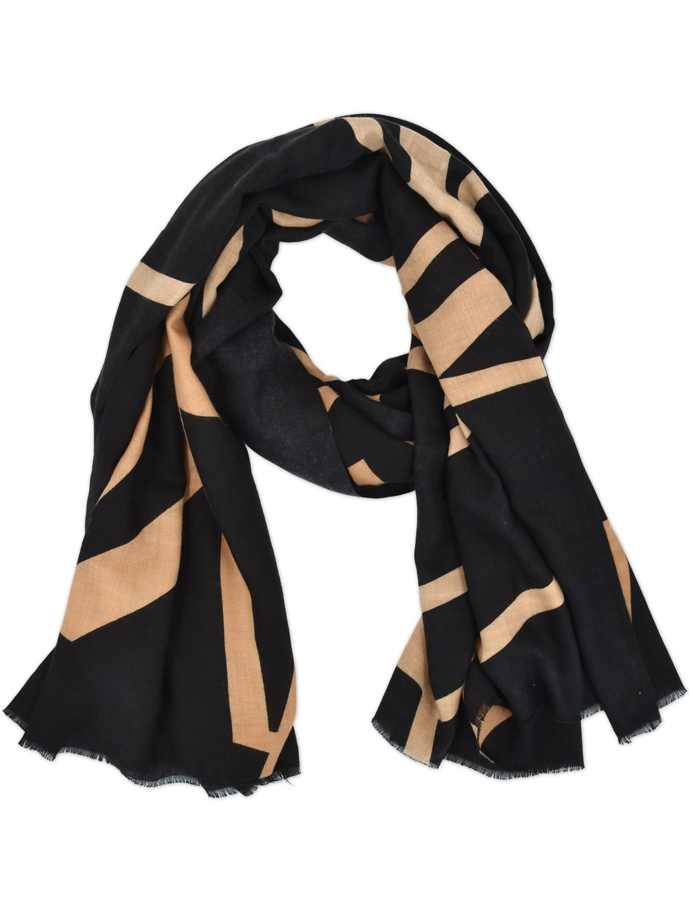 styleBREAKER Schal 'Schal mit Graphic Lines Muster'‌‌‌‌‌‌‌‌‌‌ in Braun: Vorderseite