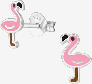 Maxte Jewelry 'Childrens Silver Flamingo Ear Studs With Epoxy' in Pink: front