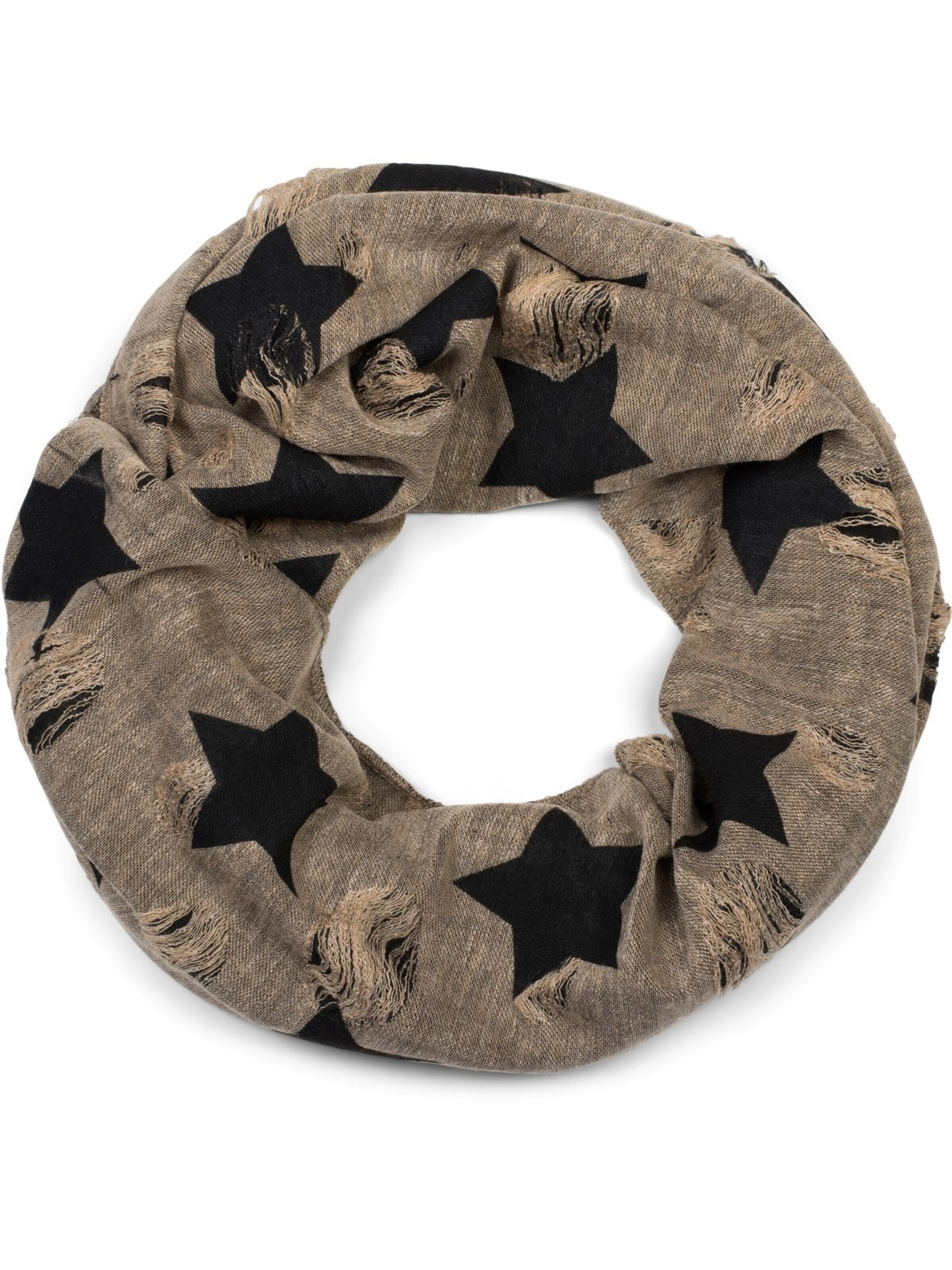 styleBREAKER Schlauchschal 'Loop Schal mit Sterne und Punkte Muster'‌‌‌‌‌‌‌‌‌ in Braun: Vorderseite