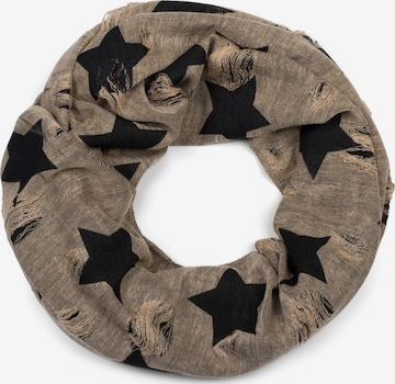 styleBREAKER Schlauchschal 'Loop Schal mit Sterne und Punkte Muster' in Braun: Vorderseite