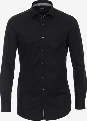 VENTI Slim fit Business Shirt in Black: front