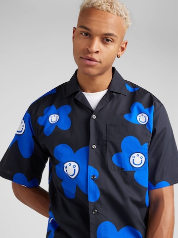 HUGO Blue - Ajuste confortable Camisa 'Eligino' en negro