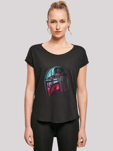 F4NT4STIC Shirt 'Star Wars The Mandalorian Mandalore Helmet Reflection' in Zwart: voorkant